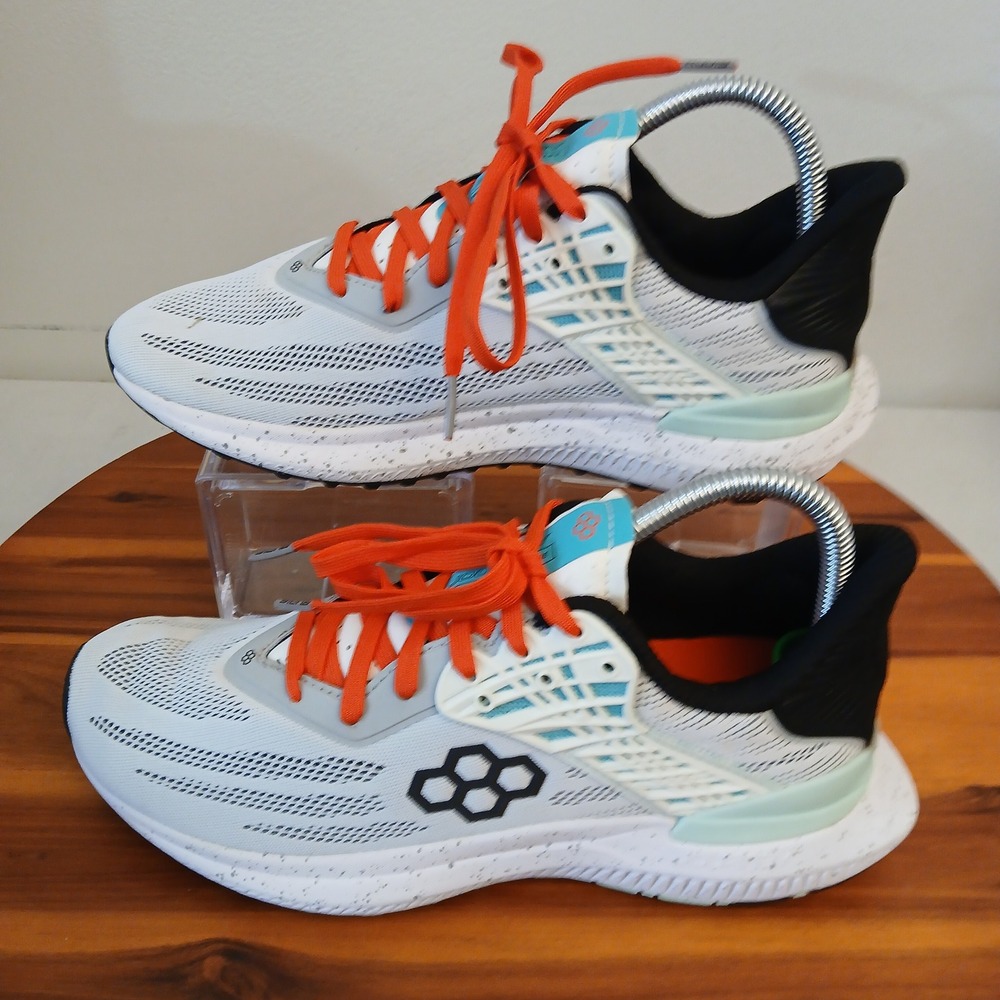 Rudis Journey Mens 7.5 White Orange Running Shoes Sneakers Athletic Gym